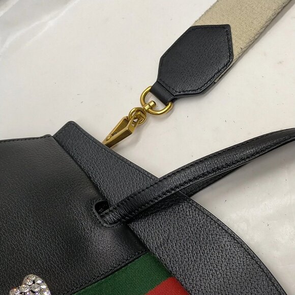 Gucci Hand Bag Sherry Line Black Leather mon995-100625 - Picture 7 of 16